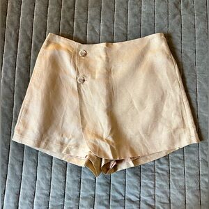 Boutique Fore High Waisted Linen Wrap Skort Mustard Yellow NWT